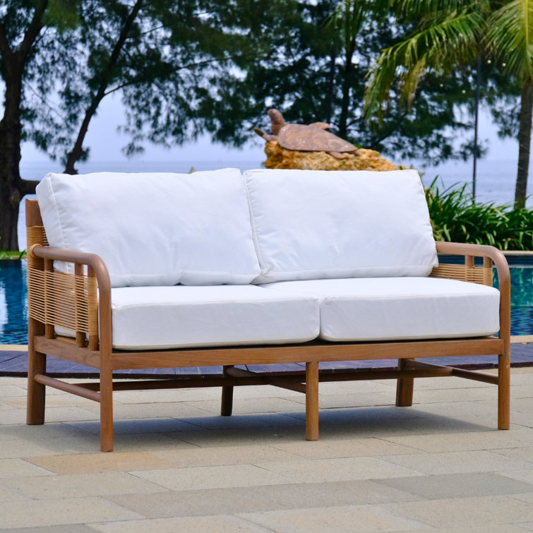 Teak loveseat best sale with cushions